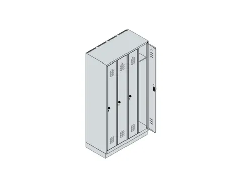 locker,HxBxD 1950x1000x500mm,4vak,vak B 250mm,draaigrendel,sokkel