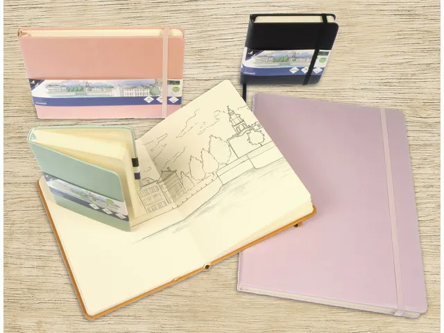 Schetsboek Kangaro A4 violet PU HC 80 blad 140gr roomwit met elastiek