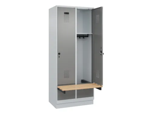 locker met bank,HxBxD 1950x800x815mm,2vak,vak B 400mm,draaigrendel