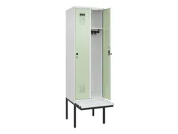 locker met bank,HxBxD 2120x600x815mm,2vak,vak B 300mm,draaigrendel