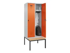 locker met bank,HxBxD 2120x800x815mm,2vak,vak B 400mm,draaigrendel