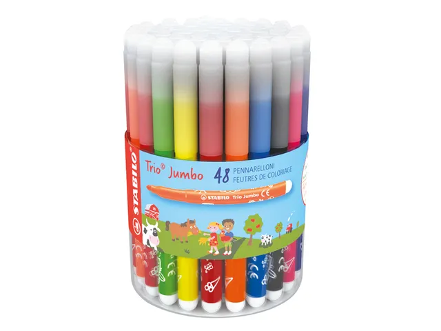 Viltstift STABILO Trio Jumbo 380 XL assorti 48 stuks