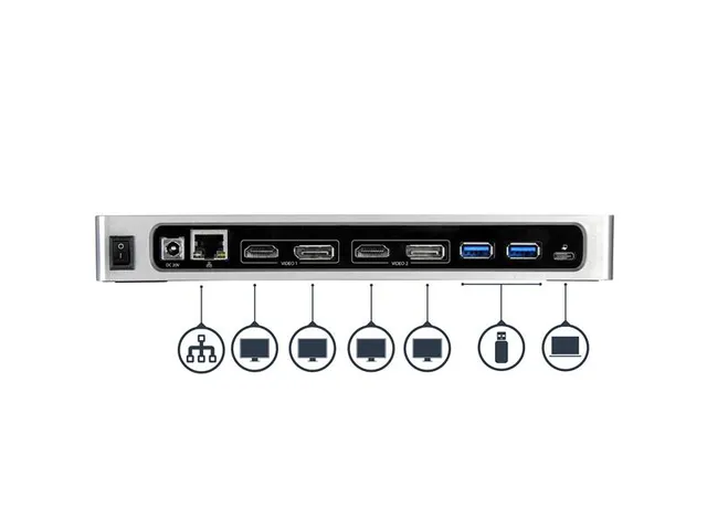 Dual-4K Docking Station Met 6 X Usb C / Usb 3.0 Poorten