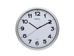 Wandklok MAUL Step RC Ø40x5cm zilver kunststof frame incl.batterij