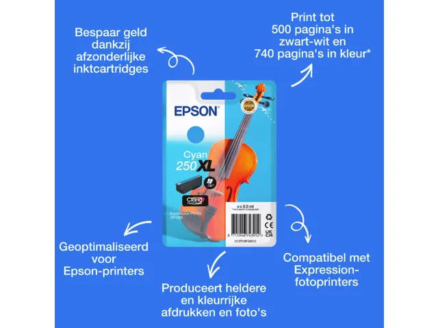 Inktcartridge Epson 250XL T16P24 blauw