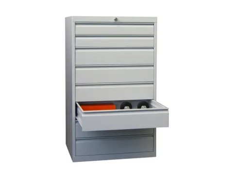 ladekast,HxBxD 1200x500x600mm,8lade(n),cil.-slot,RAL7035,front RAL3000