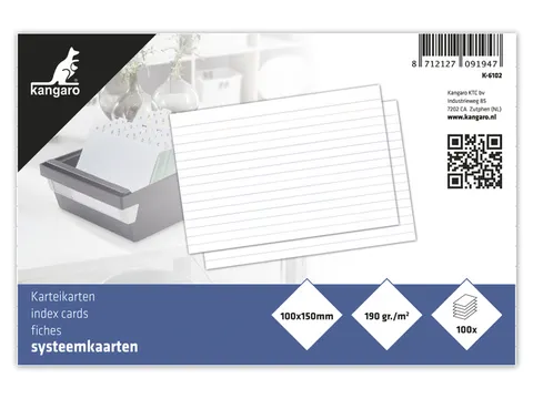 Systeemkaart Kangaro 100x150mm lijn 190 grams pak a 100 vel