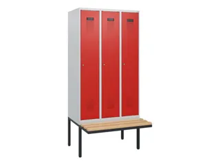 locker met bank,HxBxD 1950x900x815mm,3vak,vak B 300mm,cilinderslot - 2