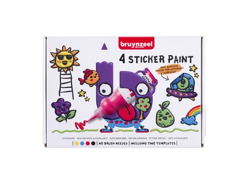 Stickerverf Bruynzeel met 2 sjablonen assorti 4 stuks