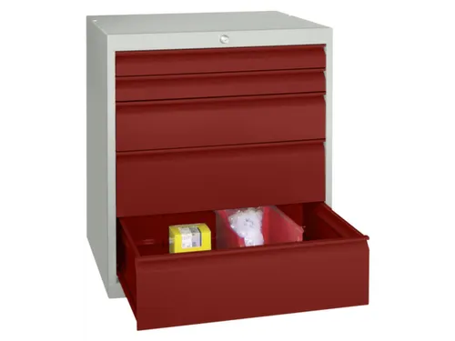 ladekast,HxBxD 800x715x600mm,5lade(n),cil.-slot,RAL7035,front RAL3000