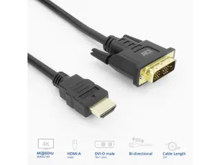 Kabel ACT HDMI DVI 18+1 pin M/M zwart 2 meter - 3