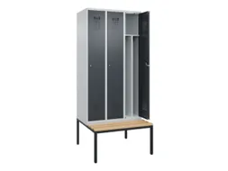 locker met bank,voor scheiding van kleding,HxBxD 2120x900x815mm,3vak