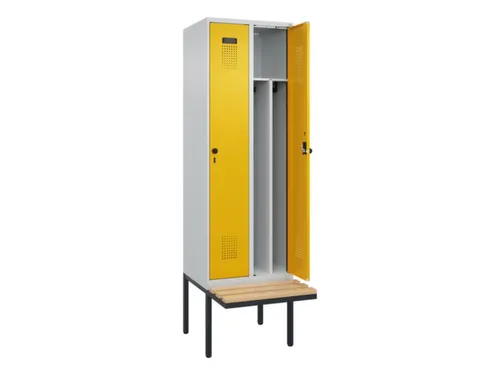 locker met bank,voor scheiding van kleding,HxBxD 2120x600x815mm,2vak