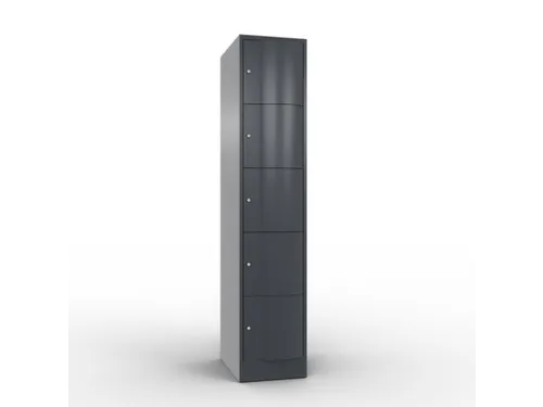lockerkast cil.slot 1950x396x640mm 1x5 vakken RAL7021 front RAL7021