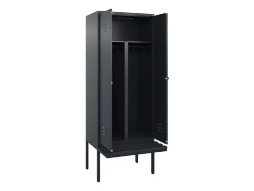 PBM-locker met bank,HxBxD 2120x800x815mm,2vak,vak B 400mm,draaigrendel