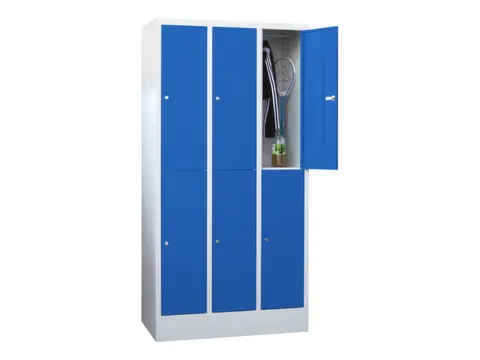 lockerkast HxBxD 1850x900x500mm 3x2 vakken RAL7035 front RAL5010