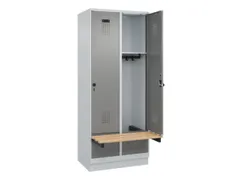 locker met bank,HxBxD 1950x800x815mm,2vak,vak B 400mm,draaigrendel