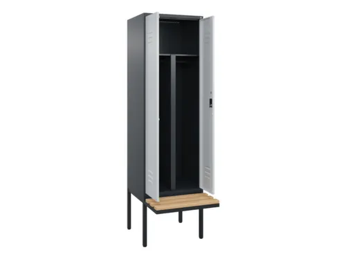 PBM-locker met bank,HxBxD 2120x600x815mm,2vak,vak B 300mm,cil.-slot