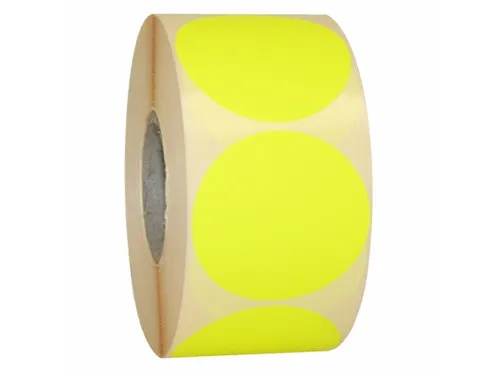 Etiket Rond Fluor Geel 50mm Op rol 2000 Stuks