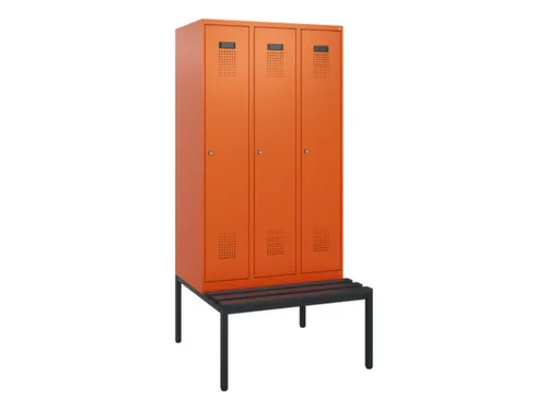 locker met bank,HxBxD 1950x900x815mm,3vak,vak B 300mm,cilinderslot