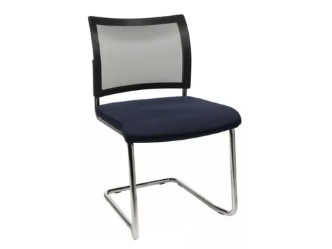 Bezoekersstoel Zitting Stof Donkerblauw Netrug Zwart Sledeframe