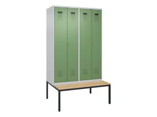 PBM-locker met bank,HxBxD 2120x1200x815mm,4vak,vak B 300mm - 2