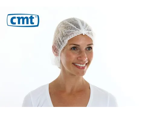 CMT pp non woven Haarnet baret wit 53cm clip cap 1000 Stuks