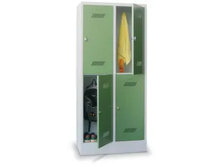 dubbeldekse locker,HxBxD 1850x800x500mm,2x2vak.,RAL7035,front RAL6011 - 2