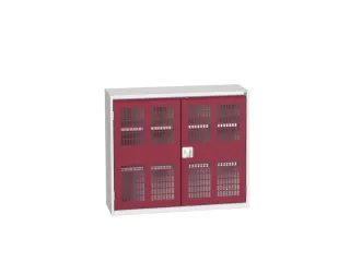 wandkast 900x1050x350mm 2xStalen bodem sokkel Ral 7035 front Ral 3004 - 1