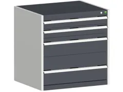 ladekast HxBxD 800x800x525mm 4laden romp RAL7035 front RAL7016