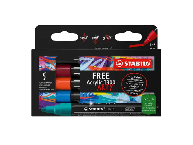 Acrylmarker STABILO Free Acrylic T300 Urban assorti 2-3mm