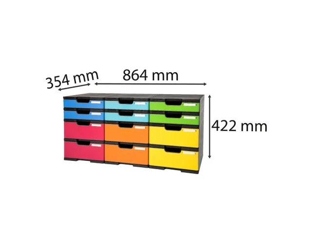 Module de classement Modulodoc - set 12 cases avec tiroirs Ecoblack -