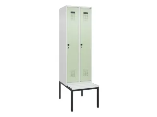 locker met bank,HxBxD 2120x600x815mm,2vak,vak B 300mm,draaigrendel - 2