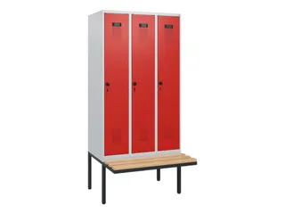 locker met bank,HxBxD 1950x900x815mm,3vak,vak B 300mm,draaigrendel - 2