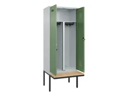PBM-locker met bank,HxBxD 2120x800x815mm,2vak,vak B 400mm,draaigrendel