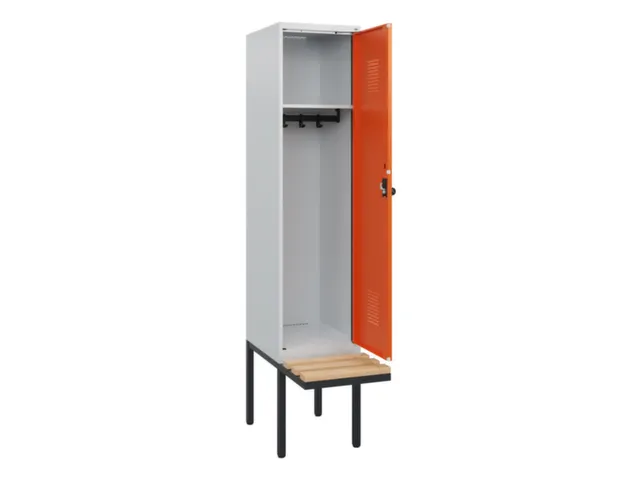 locker met bank,HxBxD 1950x400x815mm,1vak,vak B 400mm,draaigrendel