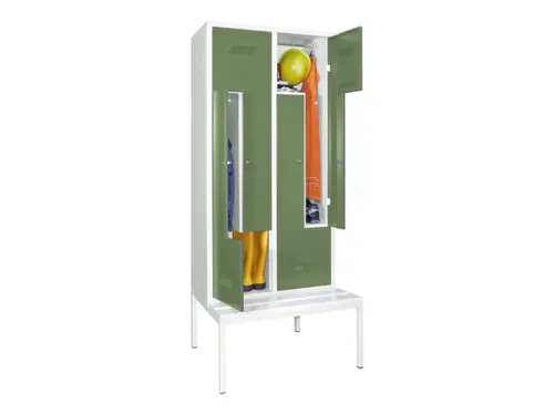 Z-garderobekast,HxBxD 2100x800x800mm,vak B 400mm,RAL7035,front RAL6011