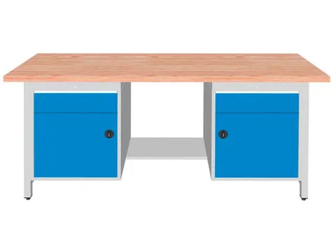 établi HxlxP 860x2000x750mm piètement RAL3003 faces avant RAL3003