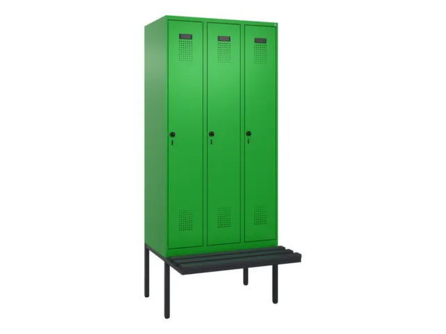 locker met bank,voor scheiding van kleding,HxBxD 2120x900x815mm,3vak