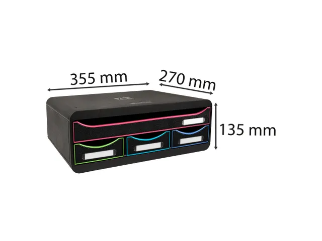 Module de classement Toolbox 4 tiroirs Black Office - Noir/arlequin