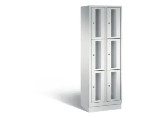 Lockerkast 1800x610x500mm 2x3 vakken Cilinderslot, Sokkel, RAL7035 - 2