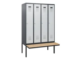 locker met bank,HxBxD 1950x1200x815mm,4vak,vak B 300mm,cilinderslot - 2