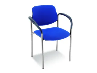 Bezoekersstoel,4Voeten Ronde Buis Aluminium-Zilver,M. Armleuningen - 1