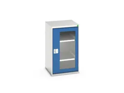 vitrinekast 900x525x550mm 2xStalen bodem romp RAL7035 front RAL5010