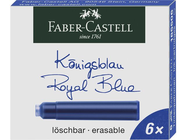 inktpatronen Faber Castell blauw doosje a 6 stuks | FaberCastellShop.nl