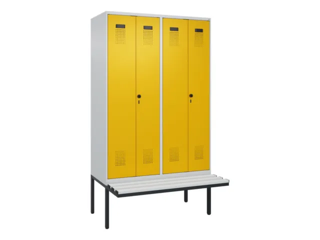 locker met bank,voor scheiding van kleding,HxBxD 2120x1200x815mm,4vak