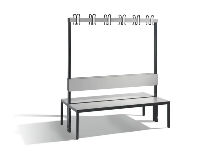 omkleedbank,HxLxD 1710x1500x760mm,HPL zilvergrijs,frame staal RAL7021