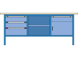 werkbank,HxBxD 845x2000x700mm,multiplexblad,RAL7035,front RAL7035