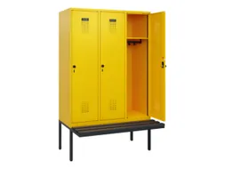 locker met bank,HxBxD 1950x1200x815mm,3vak,vak B 400mm,draaigrendel