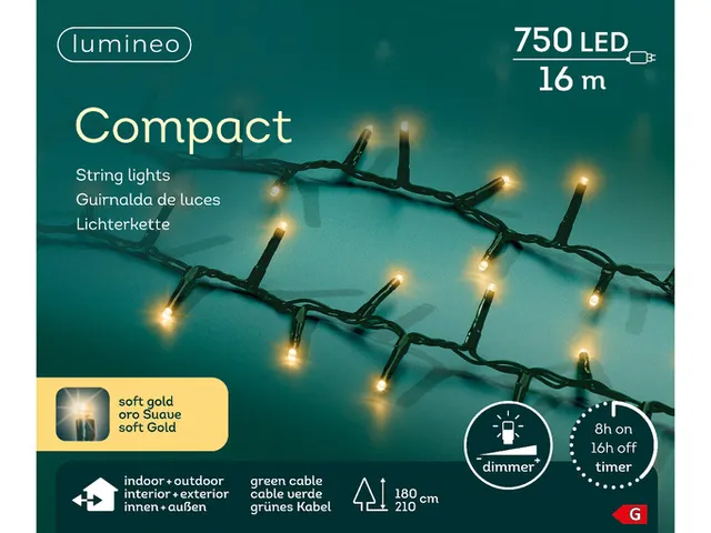Kerstverlichting Lumineo 750 LED-lampjes 16 meter groene kabel